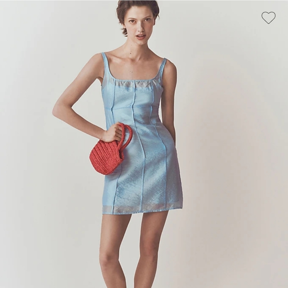 J.Crew Collection sheer organza slip dress Calm Blue sz 16